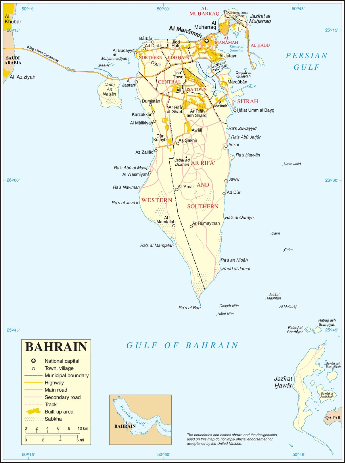 Палітычная карта Бахрэйн 